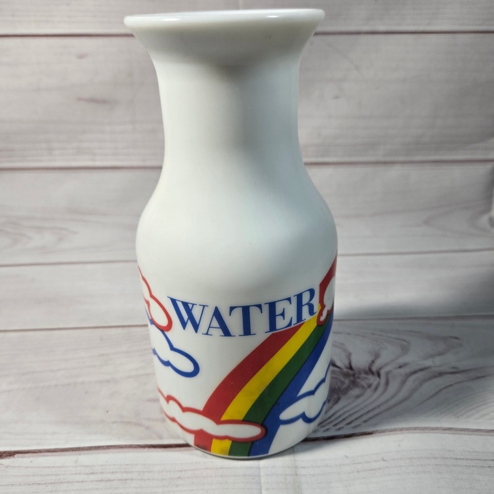 Vintage‎ Milk Glass 1 qt Water Rainbow Clouds Decor Bud Vase White